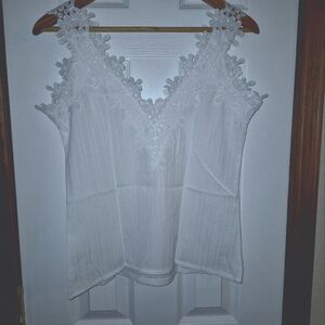 Elegant White Lace Trim Top